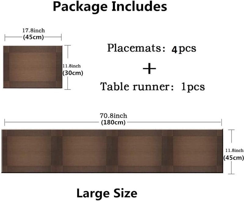 Buganda Elegant & Durable Table Runner and Placemats Set (Brown, 4 Placemat + 1 Table Runner) - Image 2