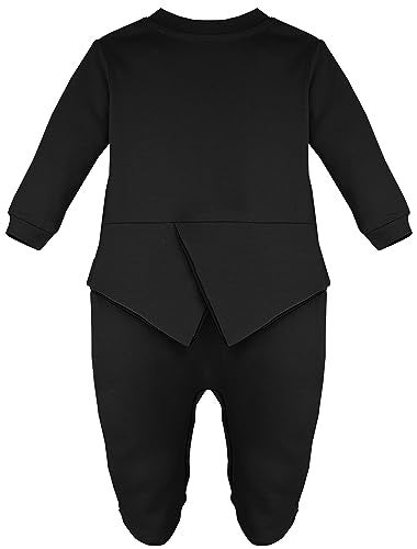 Lilax Baby Boy Gentleman Tuxedo Footie Christmas Holiday Outfit with Bow Tie (9 Months, Black) - Image 3