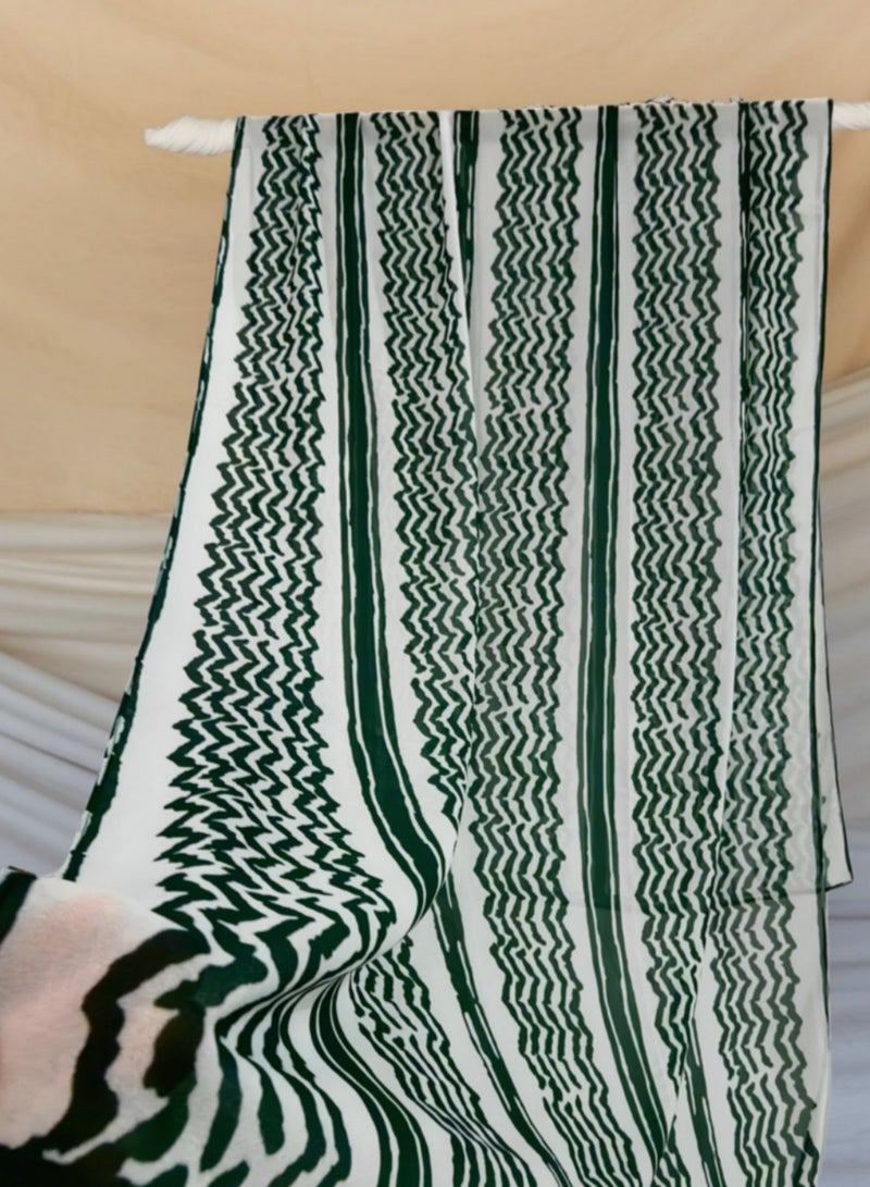 ShineShe New Ladies Dark Green Chiffon Long Striped Scarf Headscarf - Image 3