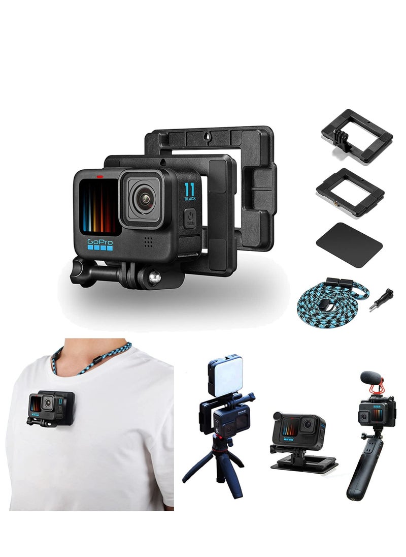 SYOSI حامل صدر سريع الفك لكاميرا DJI OSMO Action 4 3 وGo-Pro Hero 12 11 متوافق مع كاميرا GoPro Hero 12 11 الرياضية ملحقات تركيب المنظور الأول حامل مغناطيسي للتصوير بدون استخدام اليدين  - Image 1