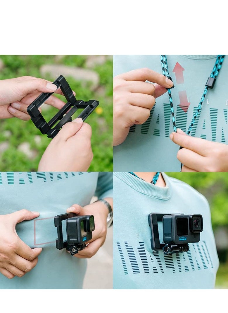 SYOSI - حامل صدر سريع الفك لكاميرا DJI OSMO Action 4 3 وGo-Pro Hero 12 11 متوافق مع كاميرا GoPro Hero 12 11 الرياضية ملحقات تركيب المنظور الأول حامل مغناطيسي للتصوير بدون استخدام اليدين - Image 1