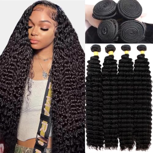 ROYAL IMPRESSION 12A Deep Wave Bundles Human Hair 22242628 400g 100 Real Human Hair 3X Longer Lifespan 100 Unprocessed Brazilian Virgin Hair Pineapple Deep Wave Human Hair Weave Bundles Natural Color - Image 2