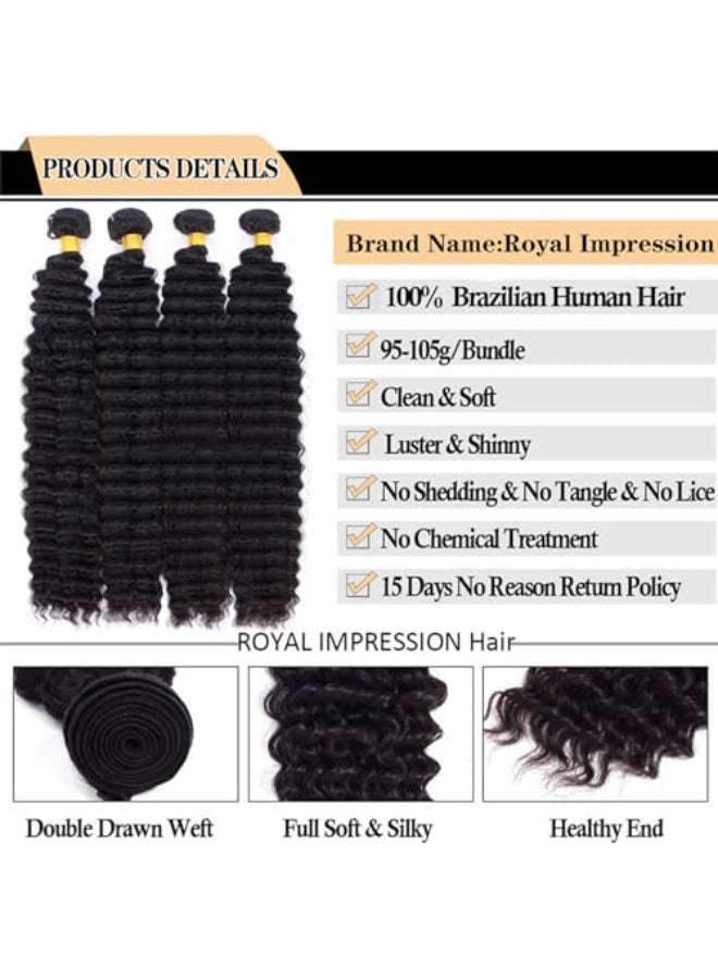 ROYAL IMPRESSION 12A Deep Wave Bundles Human Hair 22242628 400g 100 Real Human Hair 3X Longer Lifespan 100 Unprocessed Brazilian Virgin Hair Pineapple Deep Wave Human Hair Weave Bundles Natural Color - Image 4