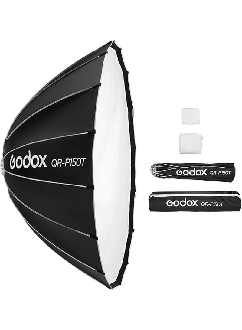 جودوكس سوفت بوكس مكافئ قابل للطي من GODOX موديل QR-P150T بمقاس 150 سم/59 بوصة – معدل إضاءة استوديو سريع الفتح بتركيب Bowens القياسي، سوفت بوكس للتصوير الشخصي، صندوق ناشر ضوء مدمج للبث المباشر والأزياء وحفلات الزفاف وإنتاج التلفزيون والفيديو - Image 1