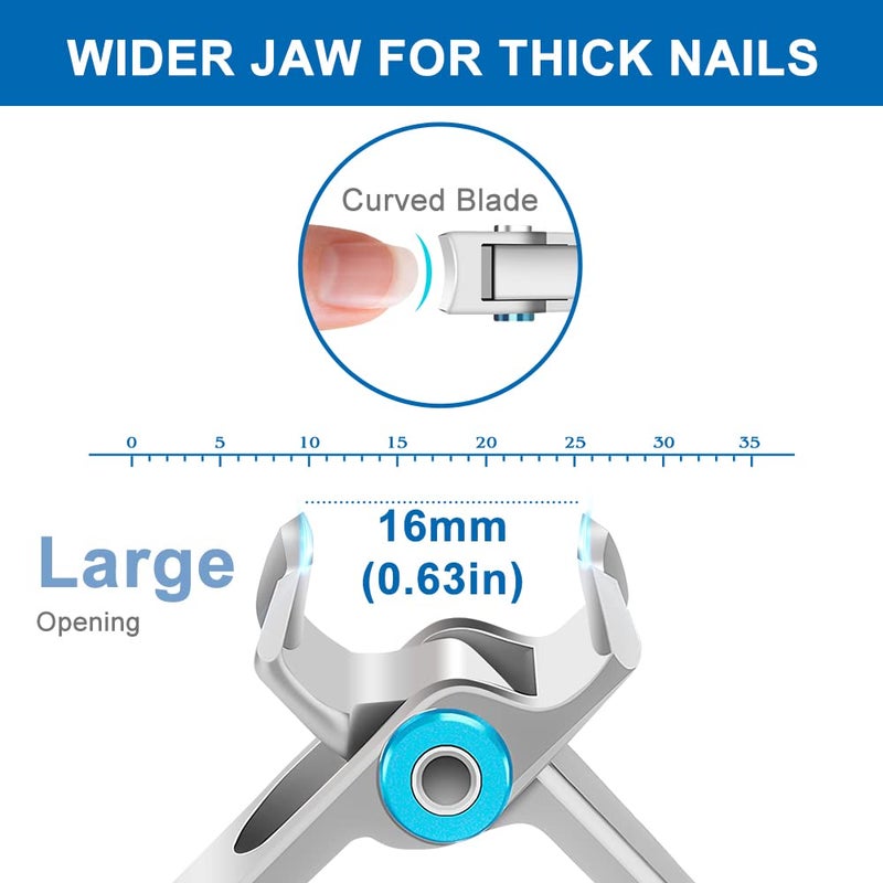 GJNL Nail Clippers for Men Thick Nails - Very Sharp 16mm Toe Nail Clippers with Wide Jaw Opening, Heavy Duty Large Toenail Clippers for Seniors - Image 2
