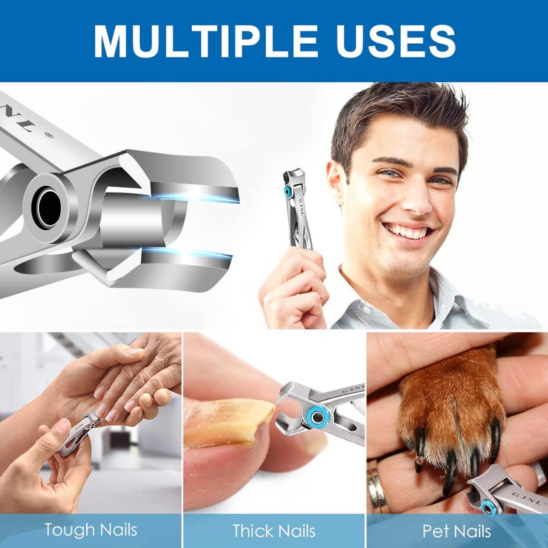 GJNL Nail Clippers for Men Thick Nails - Very Sharp 16mm Toe Nail Clippers with Wide Jaw Opening, Heavy Duty Large Toenail Clippers for Seniors - Image 3