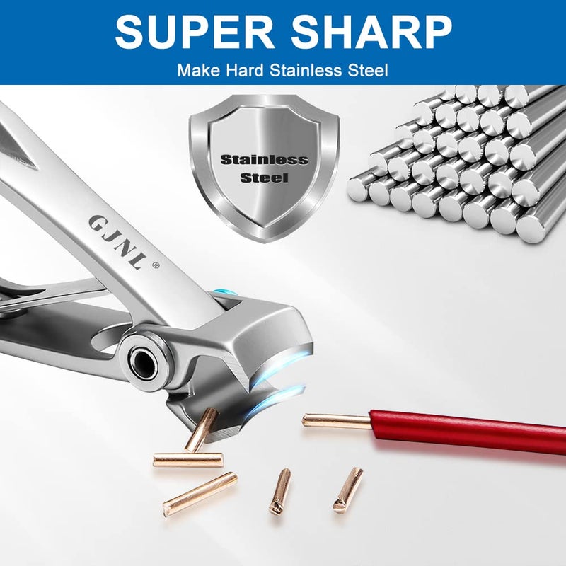 GJNL Nail Clippers for Men Thick Nails - Very Sharp 16mm Toe Nail Clippers with Wide Jaw Opening, Heavy Duty Large Toenail Clippers for Seniors - Image 5