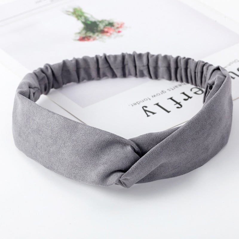 Loquat Knit Cross Headband Elastic Sports Yoga 1 * suede dark gray