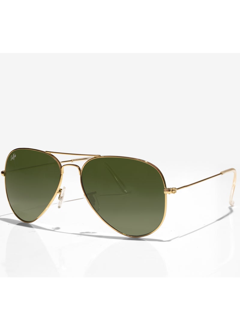 selfie Selfie Aviator Green Gold Metal Frame with  Sunglasses, SE3025-021  - Image 2