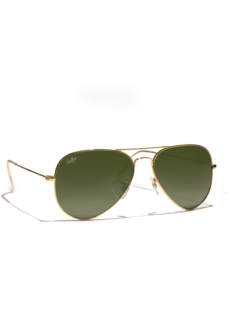 selfie Selfie Aviator Green Gold Metal Frame with  Sunglasses, SE3025-021  - Image 3