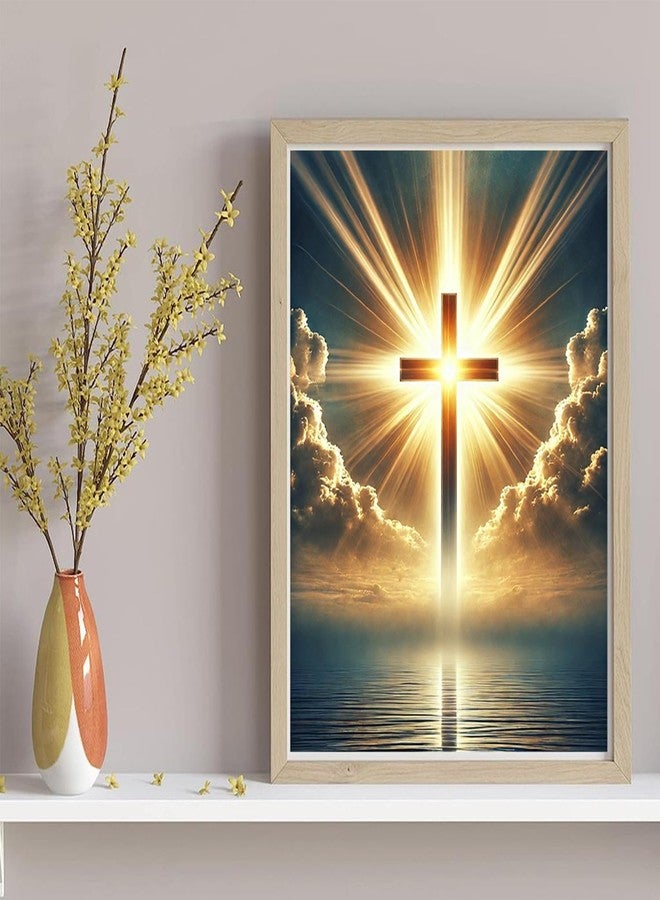 TOPMCYSG Jesus Cross Diamond Art Kits for Adults,Round 5D Diamond Painting Kits for Beginners,DIY Full Drill Diamond Dots Paintings Picture Christ Religious Gem Art and Crafts Home Wall Decor 12x16 in - Image 3