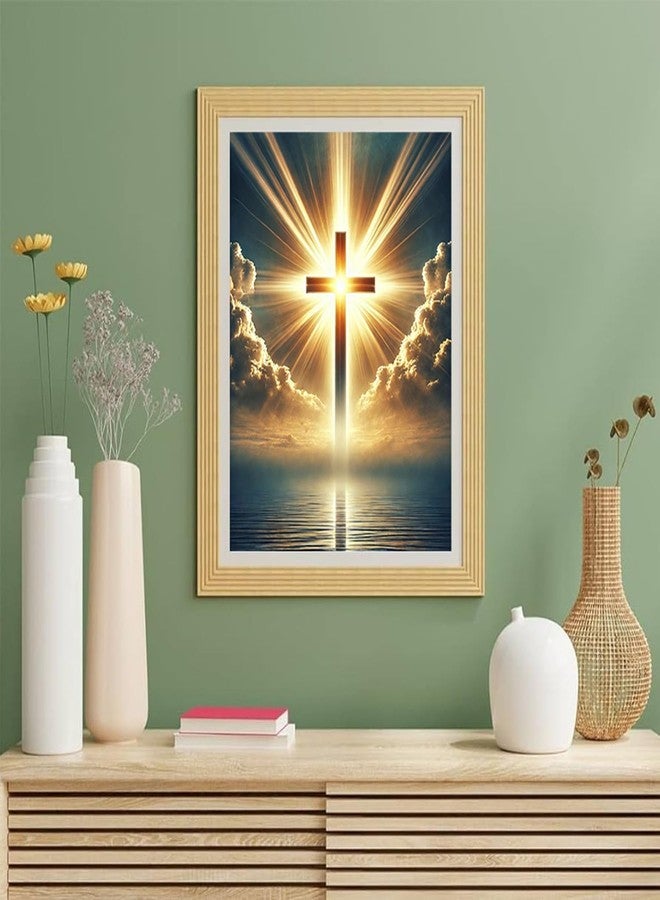 TOPMCYSG Jesus Cross Diamond Art Kits for Adults,Round 5D Diamond Painting Kits for Beginners,DIY Full Drill Diamond Dots Paintings Picture Christ Religious Gem Art and Crafts Home Wall Decor 12x16 in - Image 2