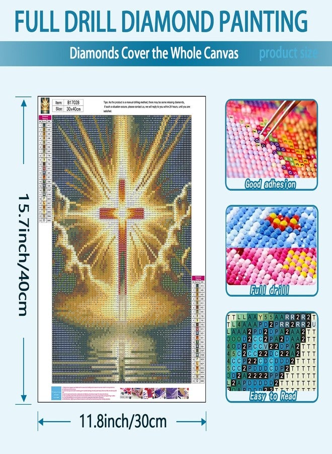 TOPMCYSG Jesus Cross Diamond Art Kits for Adults,Round 5D Diamond Painting Kits for Beginners,DIY Full Drill Diamond Dots Paintings Picture Christ Religious Gem Art and Crafts Home Wall Decor 12x16 in - Image 5