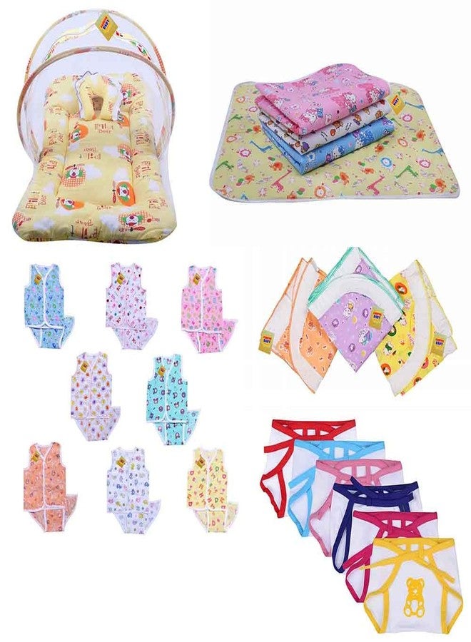 Fareto New Born Baby Combo of 5 Summer Season Foremost Used Items in Single Packet. PID- Yellow(0-6 Months) Total Items: 30 - Image 1