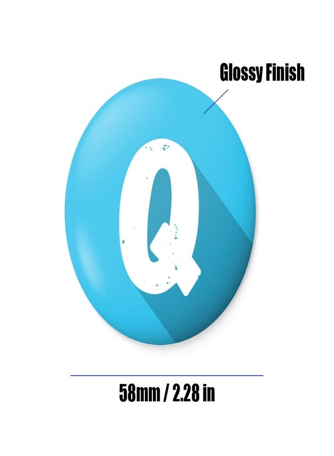 التر إيغو شارة زر حرفية من الأبجدية من alterEgo مع دبوس أمان في الخلف (قطر 58 مم) (Q) - Image 2