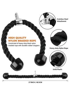 XiuWoo Tricep Rope Cable Machine Attachment Triceps Pull Down Rope, 2 Cable Handles,3 Carabiner clips and 2 Ankle Straps,Home Gym Accessories for Arm Strength Workout Training  - Image 2