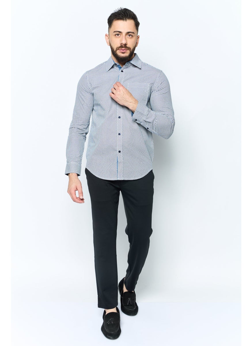 English Laundry - Men Regular Fit Chest Pocket Long Sleeve Casual Shirts, Blue - Image 1
