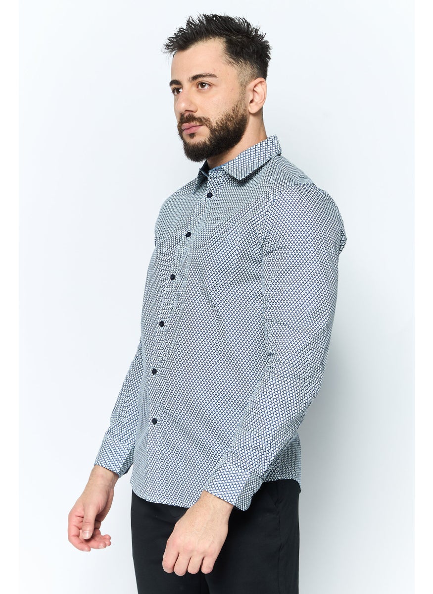 English Laundry - Men Regular Fit Chest Pocket Long Sleeve Casual Shirts, Blue - Image 1