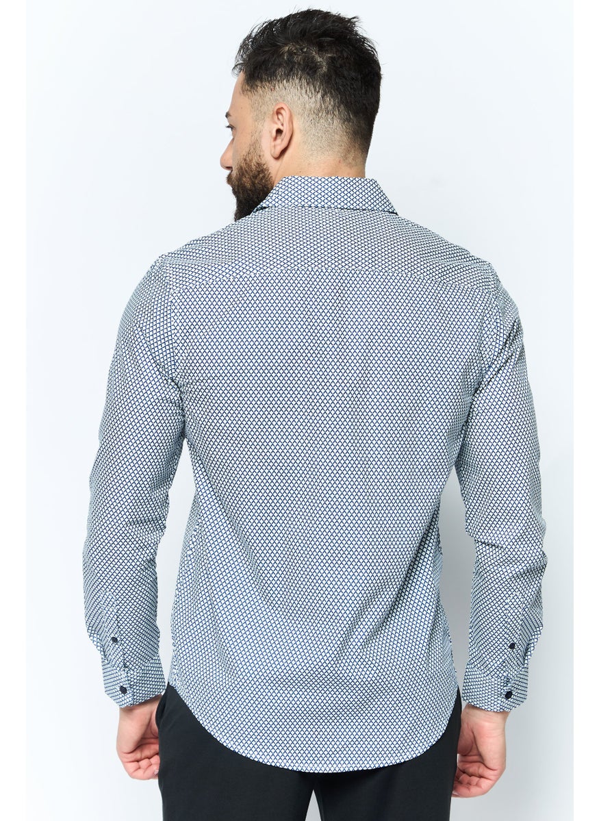 English Laundry - Men Regular Fit Chest Pocket Long Sleeve Casual Shirts, Blue - Image 1