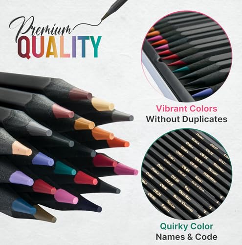 Black Widow Coloring Pencils for Adults – 24 Wax Soft Core Colored Pencils for Adult Coloring Books – Vibrant Color Pencil Set (Cobra Set) - Image 2