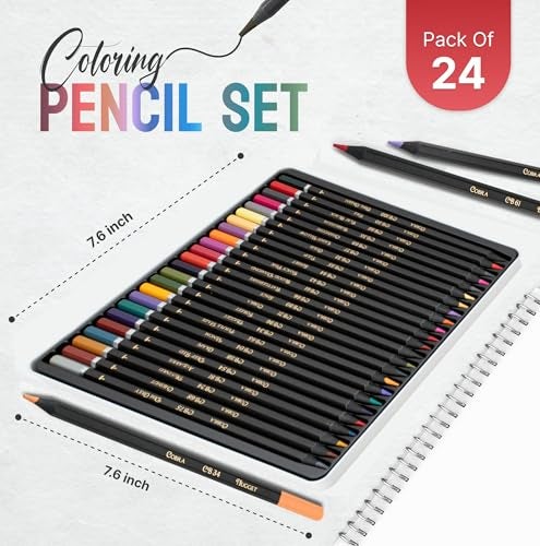 Black Widow Coloring Pencils for Adults – 24 Wax Soft Core Colored Pencils for Adult Coloring Books – Vibrant Color Pencil Set (Cobra Set) - Image 5