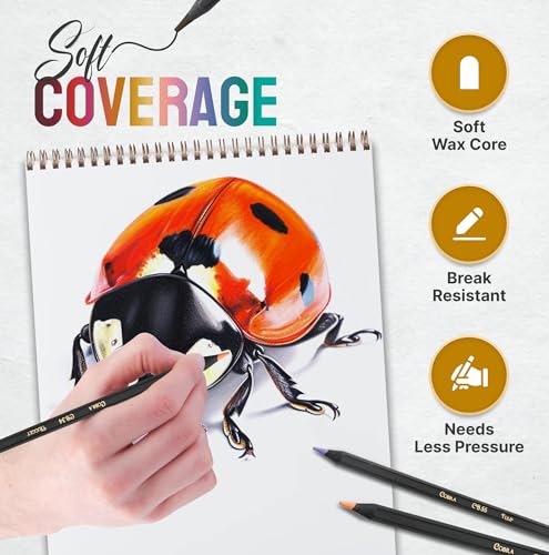 Black Widow Coloring Pencils for Adults – 24 Wax Soft Core Colored Pencils for Adult Coloring Books – Vibrant Color Pencil Set (Cobra Set) - Image 4