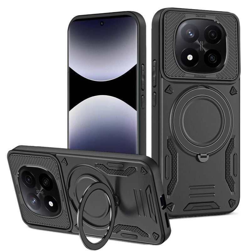 غطاء واقي بPC+Silicone لـ Redmi Note 14 Pro مع مقاوم للصدمات وحماية من السقوط مع مقاوم للصدمات مع حامل قائم مع مغناطيس قوي باللون بنفسجي مغناطيسي بوظيفة حامل من السيليكون باللون ا. - Image 2