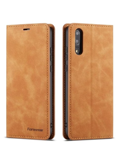 HuHa Case Cover Compatible For Huawei P20 Pro Forwenw Dream Series Oil Edge Strong Magnetism Horizontal Flip Leather Case with Holder & Card Slots & Wallet & Photo Frame Brown