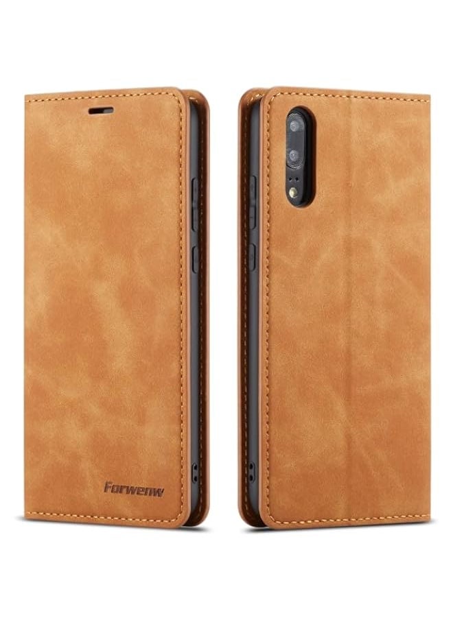 HuHa - HuHa Case Cover Compatible For Huawei P20 Pro Forwenw Dream Series Oil Edge Strong Magnetism Horizontal Flip Leather Case with Holder & Card Slots & Wallet & Photo Frame Brown - Image 1
