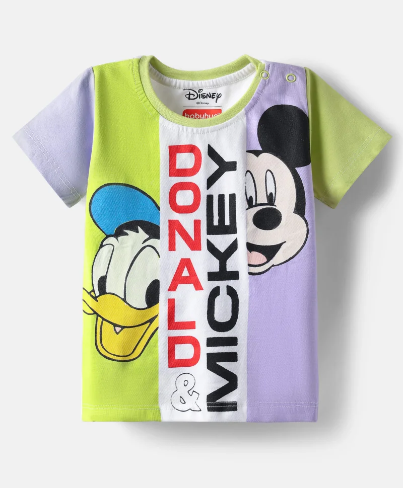 Babyhug Disney Babyhug Disney Single Jersey Knit Half Sleeves Cut & Sew T-Shirt with Mickey & Friends Graphics - Multicolor