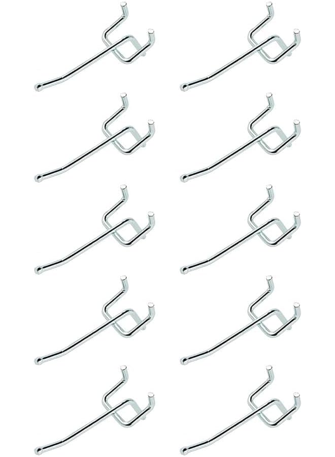 PROMASS promass Pegboard Hooks,Sturdy and Durable Galvanized Metal suitbale for Pegboard Hooks,Pegboard Hooks for Garage, Office, Kitchen, Store, 2.5cm(1/4"),10PCS, Silver  - Image 1