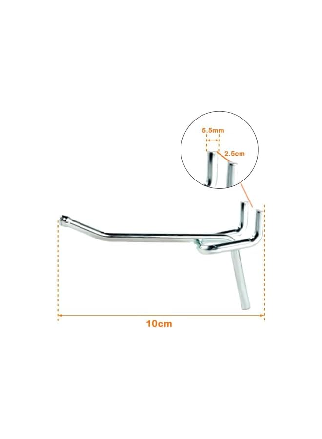 PROMASS promass Pegboard Hooks,Sturdy and Durable Galvanized Metal suitbale for Pegboard Hooks,Pegboard Hooks for Garage, Office, Kitchen, Store, 2.5cm(1/4"),10PCS, Silver  - Image 2