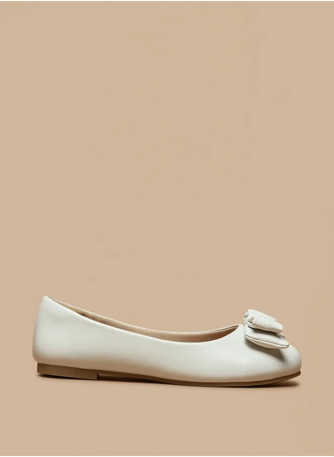 MISSY Little Missy Solid Slip-On Round Toe Ballerina with Bow Detail