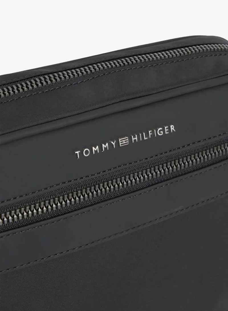 Tommy Hilfiger Black Metal Logo Crossbody Reporter Bag for Men | Best Price UAE