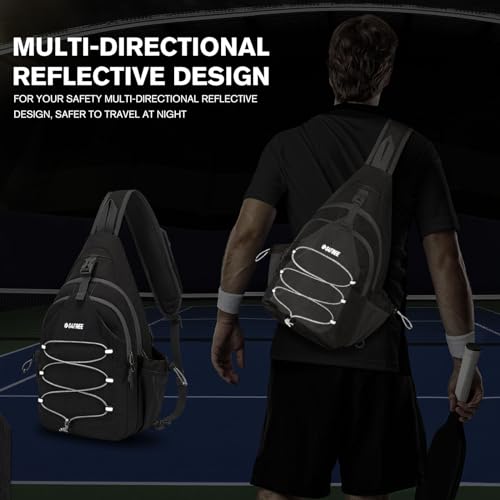 G4Free Pickleball Bag, Crossbody Sling Bag for Men Women, Pickleball Paddle Backpack Gifts for Sports,Black,Standard - Image 3