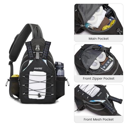 G4Free Pickleball Bag, Crossbody Sling Bag for Men Women, Pickleball Paddle Backpack Gifts for Sports,Black,Standard - Image 4
