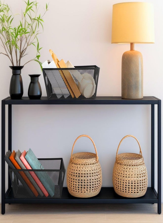Maxdot 4 Pcs Wire Storage Basket with Handle Metal Baskets Wire Mesh Pantry Organizers for Cabinet Kitchen, Laundry, Bathroom Makeup Snacks Containers(Black) - Image 5
