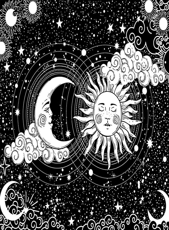 NOKHWAL Moon Sun Tarot Wall Hanging Tapestry - Handmade Printed Design Cotton Wall Décor Poster (60X54 Inch) - Image 2