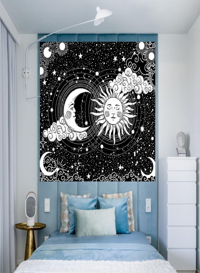 NOKHWAL Moon Sun Tarot Wall Hanging Tapestry - Handmade Printed Design Cotton Wall Décor Poster (60X54 Inch) - Image 1