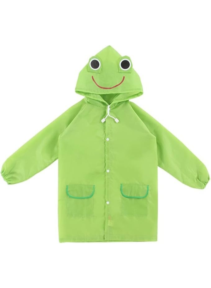 Kids Cartoon Hooded Raincoat, Waterproof Transparent Rain Poncho for Boys & Girls, Lightweight Windproof Children's Rain Jacket with School Bag Cover for Outdoor, Travel & School - Image 1