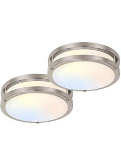 Arabest Adjustable Flush Mount LED Ceiling Light Fixture in Brushed Nickel - Dimmable Lighting for Bathroom, Kitchen, or Stairwell - ETL Listed (2 Pack)  - Image 1