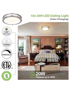 Arabest Adjustable Flush Mount LED Ceiling Light Fixture in Brushed Nickel - Dimmable Lighting for Bathroom, Kitchen, or Stairwell - ETL Listed (2 Pack)  - Image 2