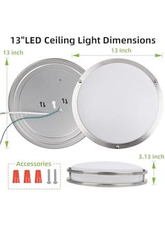 Arabest Adjustable Flush Mount LED Ceiling Light Fixture in Brushed Nickel - Dimmable Lighting for Bathroom, Kitchen, or Stairwell - ETL Listed (2 Pack)  - Image 3