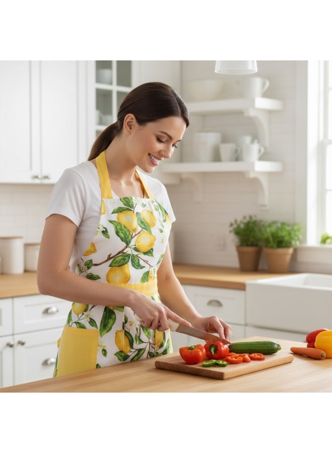 Y&D Cotton Large Pocket Simple Double Layer Large Swing Kitchen Cooking Cleaning Apron - Image 1