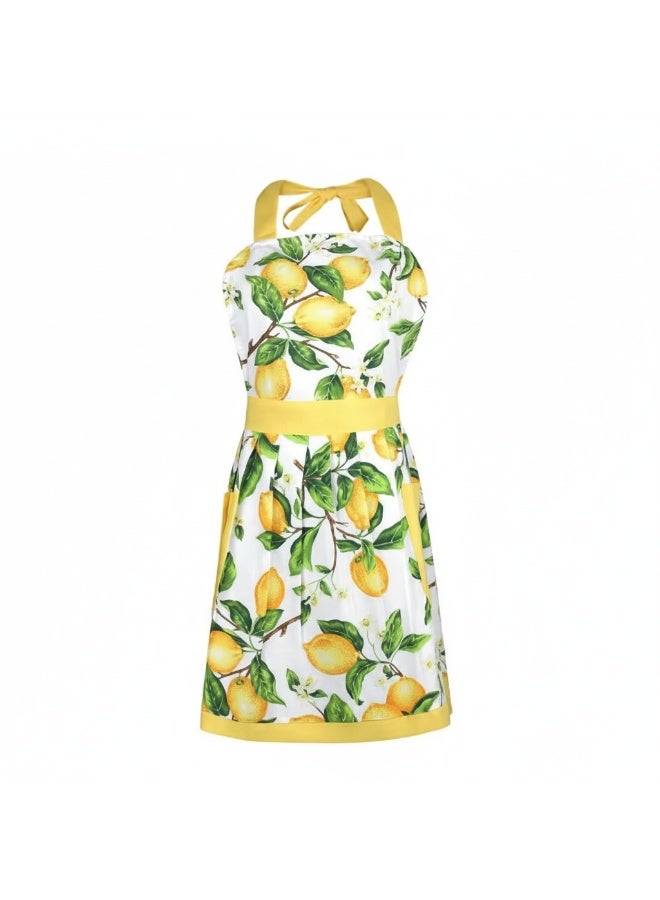 Y&D Cotton Large Pocket Simple Double Layer Large Swing Kitchen Cooking Cleaning Apron - Image 2