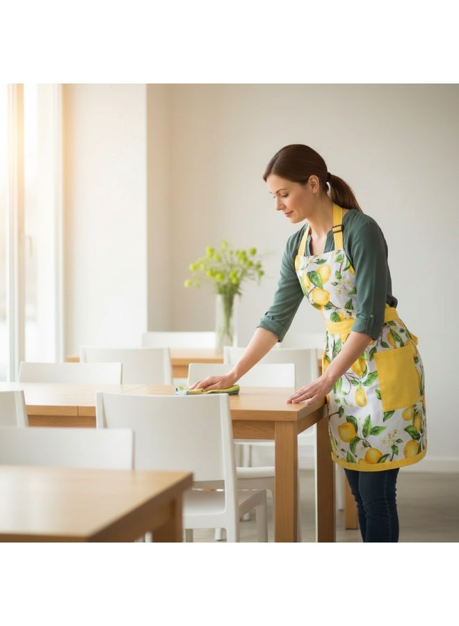 Y&D Cotton Large Pocket Simple Double Layer Large Swing Kitchen Cooking Cleaning Apron - Image 3