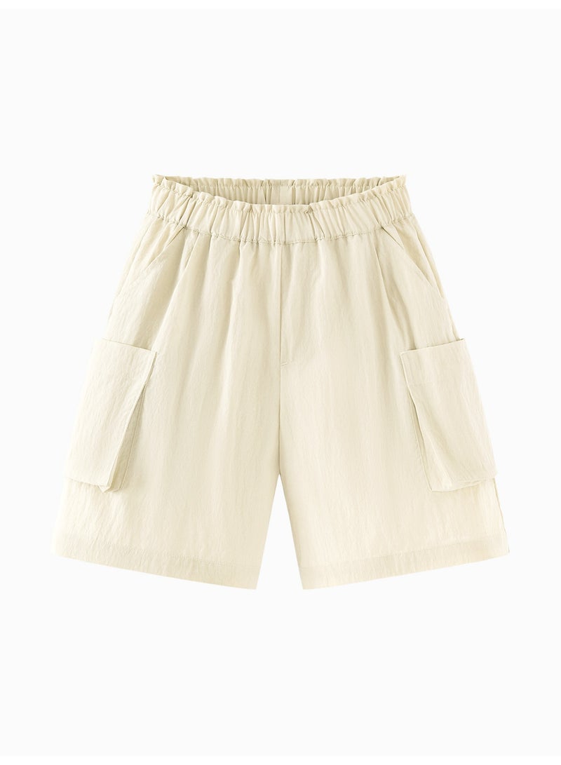 mini bala Girls Kids Casual Elastic Waist Trendy Cargo Pocket Shorts Soft Breathable Lightweight Comfortable Summer New Style Loose - Fitting Daily Wear Children's Fashion Shorts - Image 4