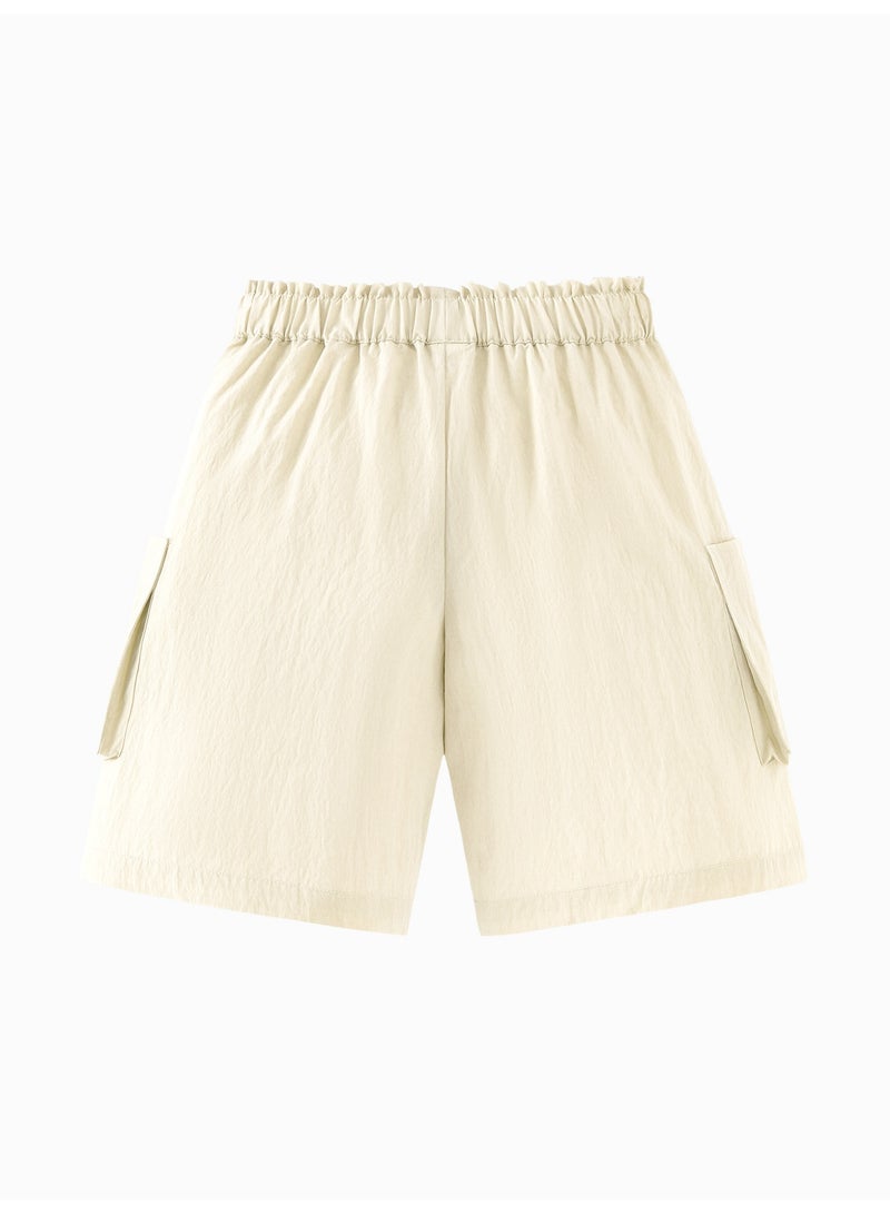 mini bala Girls Kids Casual Elastic Waist Trendy Cargo Pocket Shorts Soft Breathable Lightweight Comfortable Summer New Style Loose - Fitting Daily Wear Children's Fashion Shorts - Image 5