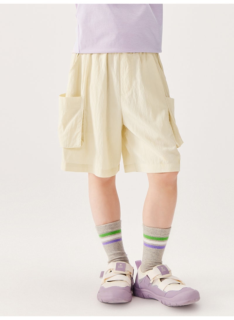 mini bala Girls Kids Casual Elastic Waist Trendy Cargo Pocket Shorts Soft Breathable Lightweight Comfortable Summer New Style Loose - Fitting Daily Wear Children's Fashion Shorts - Image 1