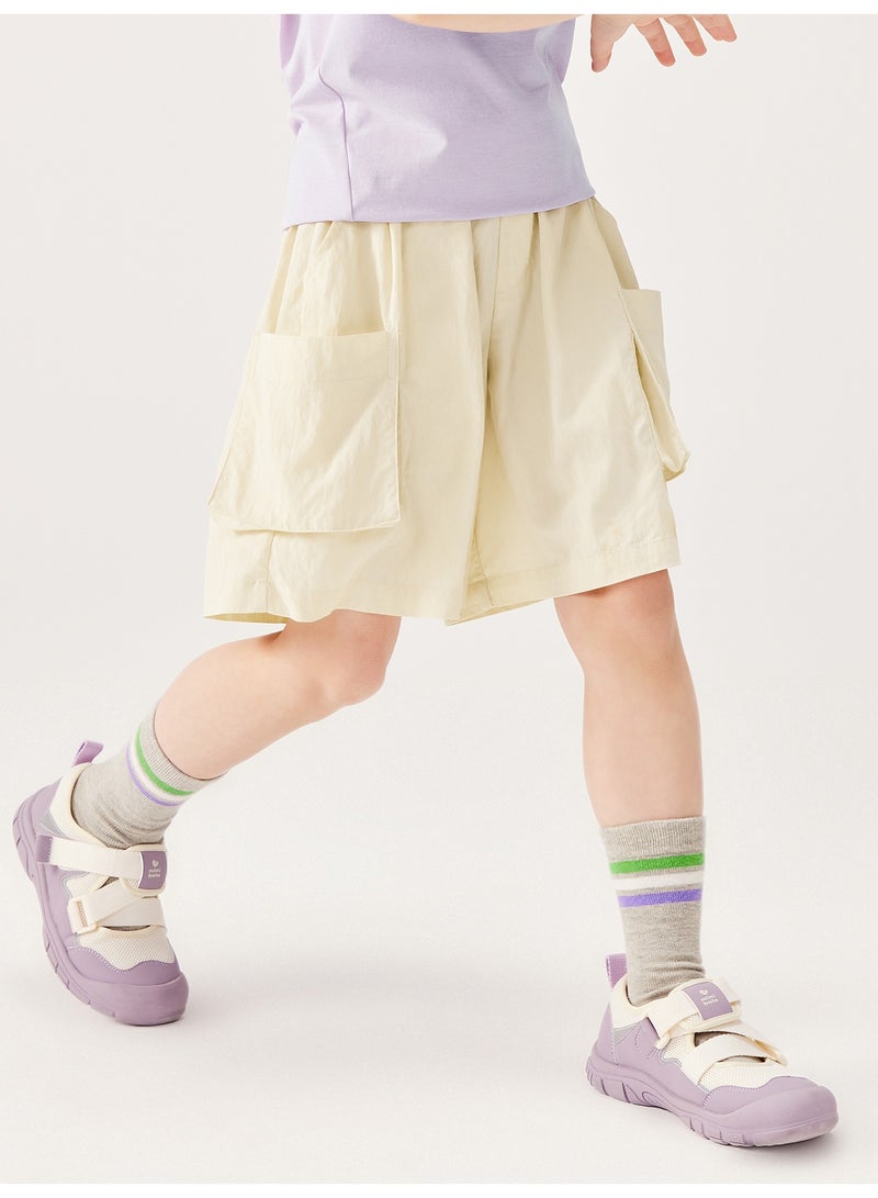 mini bala Girls Kids Casual Elastic Waist Trendy Cargo Pocket Shorts Soft Breathable Lightweight Comfortable Summer New Style Loose - Fitting Daily Wear Children's Fashion Shorts - Image 2